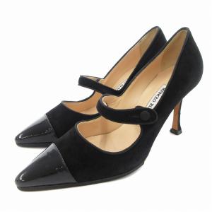 パンプス メリージェーン ハイヒール ポインテッドトゥ スエード 35.5 黒 ブラック /JS