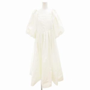 パフスリーブワンピース スクエアネック 半袖 ロング 36 白 ホワイト CWF0221046 /FF