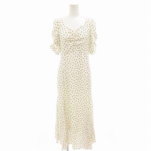 ワンピース ドット柄 半袖 ロング マキシ 36 白 ホワイト CWF0221049 /FF