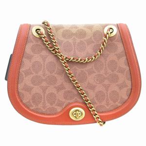 ショルダーバッグ シグネチャー チェーン レザー 75577 黒 ブラック ボルドー /JS