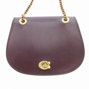 COACH ショルダーバッグ シグネチャー チェーン レザー 75577 黒 ブラック ボルドー /JS