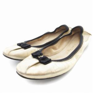 MY JOY バレエシューズ フラット 6.5 ゴールドカラー ブラック /UO