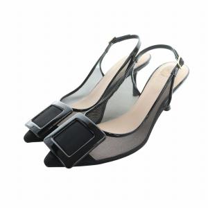 パンプス メッシュ パテントレザー 37 ブラック