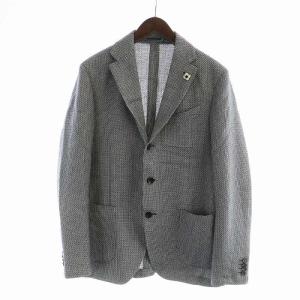 ウールリネンシルクハウンドトゥース柄３ 絹 麻 50 ブラック