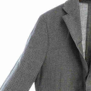 LARDINI ウールリネンシルクハウンドトゥース柄３ 絹 麻 50 ブラック