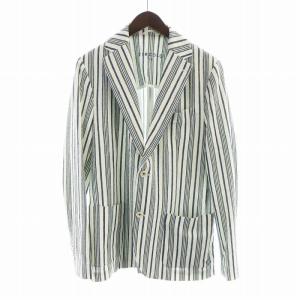 20SS 2B シングル テーラードジャケット アイビーストライプ 長袖 背抜き ロゴ 50 青 ブルー