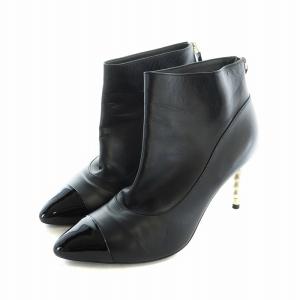 CHANEL ブーティ レザー フェイクパール ココマーク 37