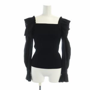 オープンショルダー リブ  ニット カットソー S ブラック 42336