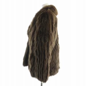 SAGA FOX 銀サガ 毛皮コート フォックスファー ミドル 長袖 総裏地 ネーム刺繍入り 茶 ブラウン /MQ