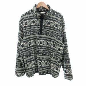 80s 90s ヴィンテージ フリースプルオーバー ノルディック柄 ハーフボタン USA製 L 緑系 マルチカラー