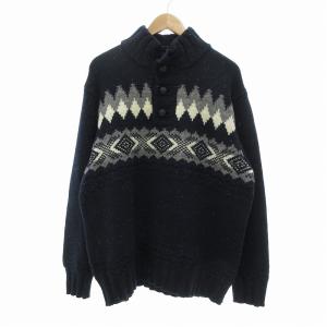 フェアアイル セーター ニット プルオーバー ウール ハーフボタン XL ネイビー /UO