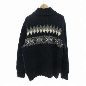 Eddie Bauer EddieBauer フェアアイル セーター ニット プルオーバー ウール ハーフボタン XL ネイビー /UO