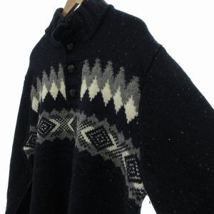 Eddie Bauer EddieBauer フェアアイル セーター ニット プルオーバー ウール ハーフボタン XL ネイビー /UO