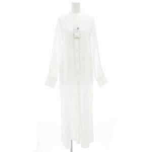 タグ付き 24SS コットン レース ジョイント シャツワンピース 長袖 ロング スタンドカラー 切替