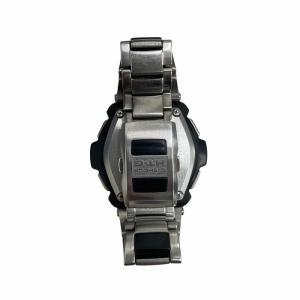 CASIO G-SHOCK MT~G 腕時計 ウォッチ アナデジ 電波ソーラー ロゴ 黒文字盤 デイト カレンダー付き シルバー色