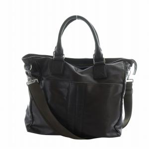 ダブルストライプ トートバッグ ショルダー 2WAY ロゴ 茶 ブラウン AA /MQ