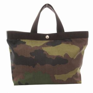 舟形 トートバッグ 手提げ カモフラ柄 迷彩 カーキ 茶 ブラウン /FF