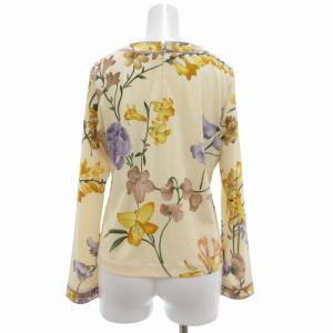 LEONARD Fashion カットソー カンカン素材 フラワープリント M クリーム系 マルチカラー /UO