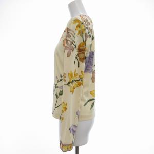 LEONARD Fashion カットソー カンカン素材 フラワープリント M クリーム系 マルチカラー /UO