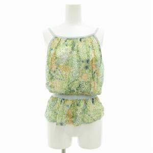 キャミソール シアー 切替 花柄 44 青 ブルー系 /GV