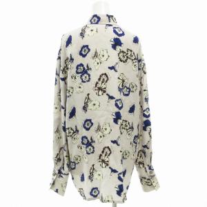 NINA RICCI シルクシャツ ブラウス 長袖 カフス 花柄 ロゴ 36 グレー系 /GV