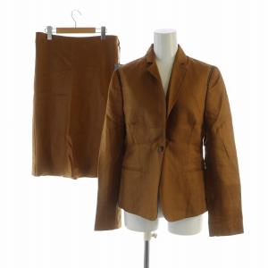 セットアップ タグ付き 上下 テーラードジャケット ロングスカート 麻 リネン 長袖 シングル ロゴ 背抜き