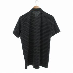 ZERO HALLIBURTON ポロシャツ 半袖 総柄 L 緑 グリーン グレー系 黒 ブラック /UO