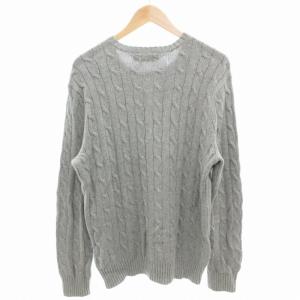 POLO RALPH LAUREN ケーブル編みコットンニット セーター 長袖 プルオーバー ポニー刺繍 M グレー /GV