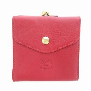 美品 P PORTAFOGLIO 二つ折り財布 がま口 本革 レザー 赤系 C0423 /UO