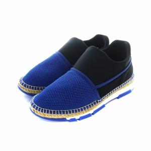 スニーカー シューズ 靴 ロゴ スリッポン メッシュ エスパドリーユ 6 25cm 青 ブルー /MQ