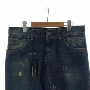 DOLCE&GABBANA 14 CLASSIC クラッシュジーンズ タグ付き デニムパンツ ジップフライ ロゴプレート 46 S
