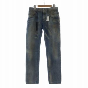 16 CLASSIC デニム パンツ ダメージ加工 汚れ加工 ロゴプレート 44 インディゴ /MQ