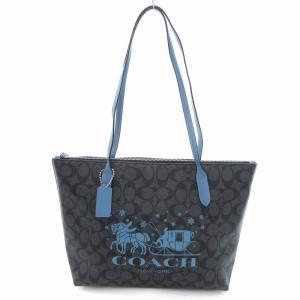 シグネチャー ホースアンドキャリッジ ジップトップ トートバッグ PVC グレー系 /UO