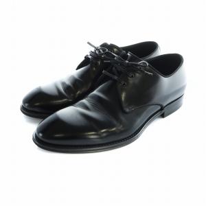 ビジネスシューズ 革靴 ロゴ レザー 外羽根 7 26cm 黒 ブラック /MQ