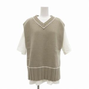 Vネック ベスト Tシャツ レイヤードプルオーバー 0 カーキ 白 ホワイト 09WNT222089 /UO
