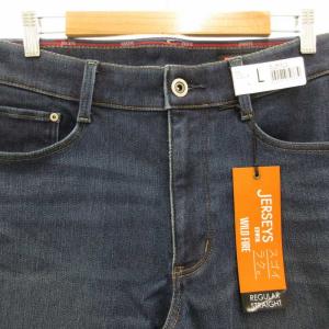 EDWIN タグ付き ジャージーズ JERSEYS レギュラーストレート デニムパンツ 暖パン ストレッチ L インディゴブルー
