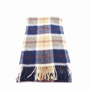 Johnstons of Elgin ジョンストンズ オブ エルガン マフラー ウール チェック柄 ベージュ 紺 ネイビー /UO