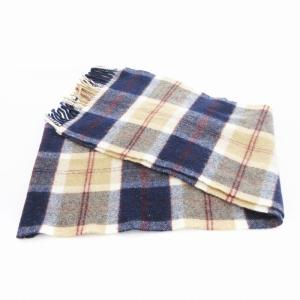 Johnstons of Elgin ジョンストンズ オブ エルガン マフラー ウール チェック柄 ベージュ 紺 ネイビー /UO