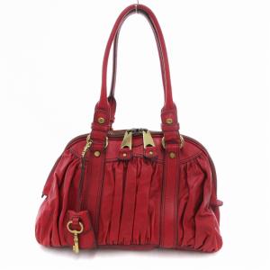 ハンドバッグ レザー ギャザー レッド /UO