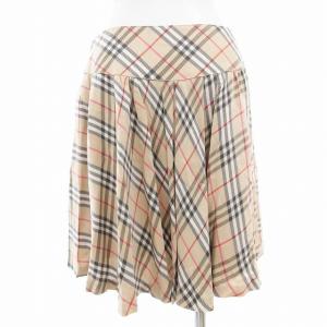 BURBERRY BLUE LABEL プリーツスカート ノバチェック ひざ丈 38 S ベージュ /AE