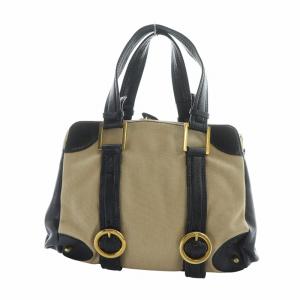 Chloe ハンドバッグ タグ付き トート キャンバス レザー ロゴ ベージュ 黒 ブラック /MQ OH