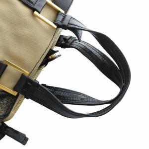 Chloe ハンドバッグ タグ付き トート キャンバス レザー ロゴ ベージュ 黒 ブラック /MQ OH