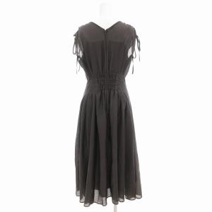 Apuweiser-riche 美品 22SS ギャザーショルダータックワンピース ノースリーブ マキシ ロング 1 チャコールグレー