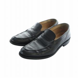 コインローファー 革靴 ビジネスシューズ ロゴ レザー 9.5 27.5cm 黒 ブラック 7923 /MQ