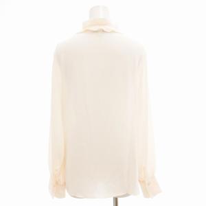 NARA CAMICIE タグ付き シャツ ブラウス ドレープ プルオーバー プリーツカラー フリル 長袖 1 M 白 ホワイト