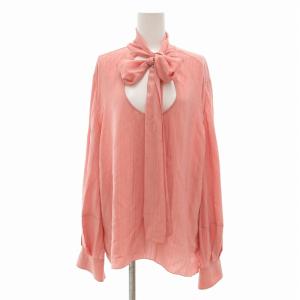 ボウタイ ブラウス 絹 シルク 長袖 40 ローズピンク /UO