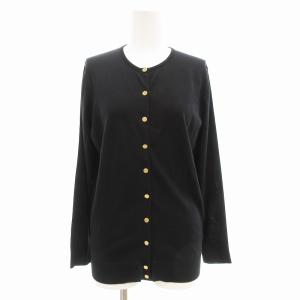 カーディガン ニット クルーネック 金ボタン 長袖 36 S 黒 ブラック /AE