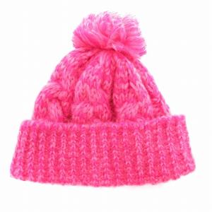 WATABOUSHI3 ワッチキャップ ニット帽 帽子 ポンポン モヘヤ混 ピンク /AE