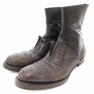 ブーツ メダリオン サイドジップ レザー 41 黒 ブラック /AE