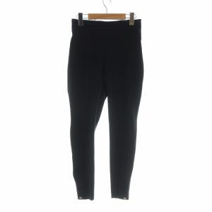 セリエ ボタン パンツ レギンス 裾ジップ ストレッチ ロゴ S 黒 ブラック AA /MQ